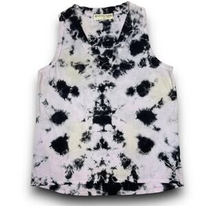 NEW Electric & Rose Cotton Tie Dye Vneck Tank Top Black Lavender Size Small